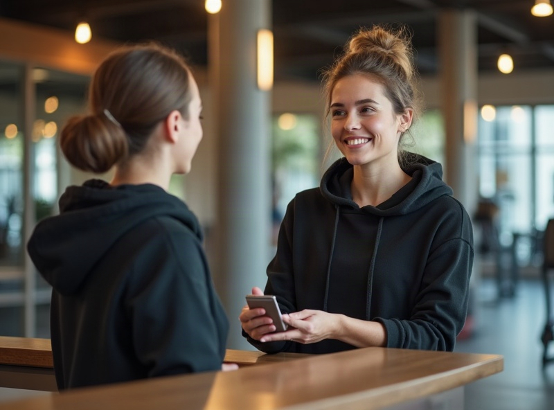 Front desk staff checking a member in