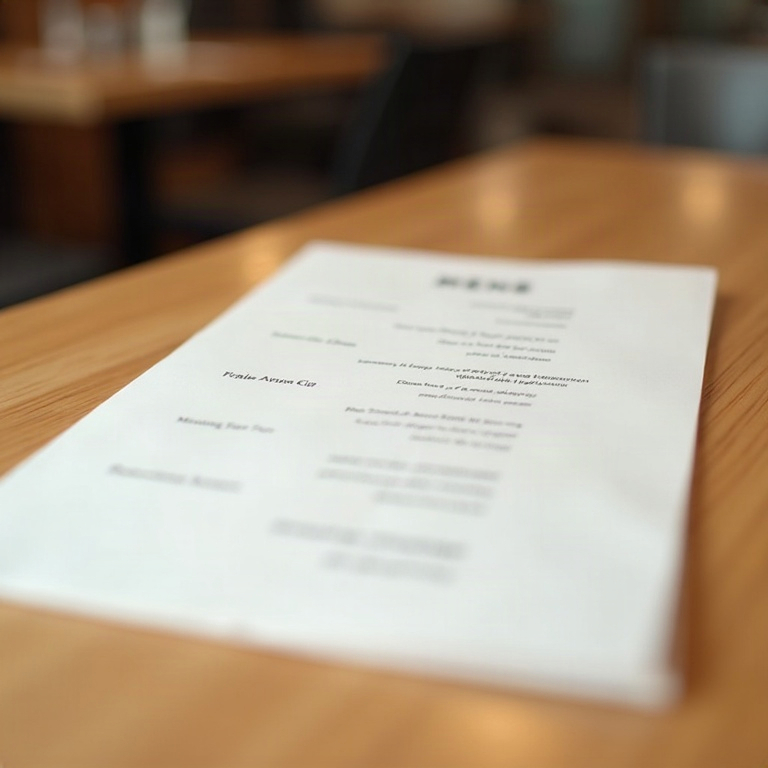A restaurant menu on a table