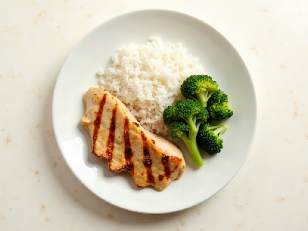 A plate of chicken, rice and broccoli being recognised
